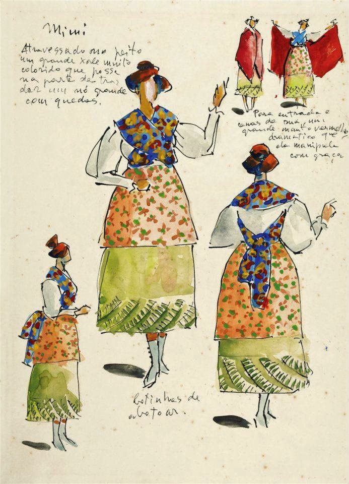 Carybé - Ilustração do figurina para a ópera La Bohéme