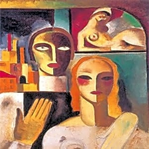 Pintura surrealista a óleo de Ismael Nery, retratando cena de sonho com figuras distorcidas e cores vibrantes.