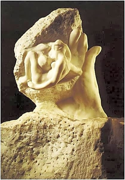 Pintura a óleo impressionista de uma cena de vida cotidiana com cores pastéis e movimentos fluidos de esculturas e instrumentos musicais.