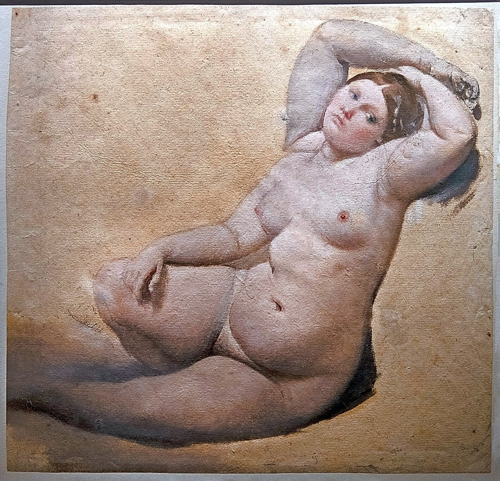 Pintura a óleo retratando o artista Jean-Auguste Dominique Ingres em sua idade avançada, com bigode e vestimenta formal.