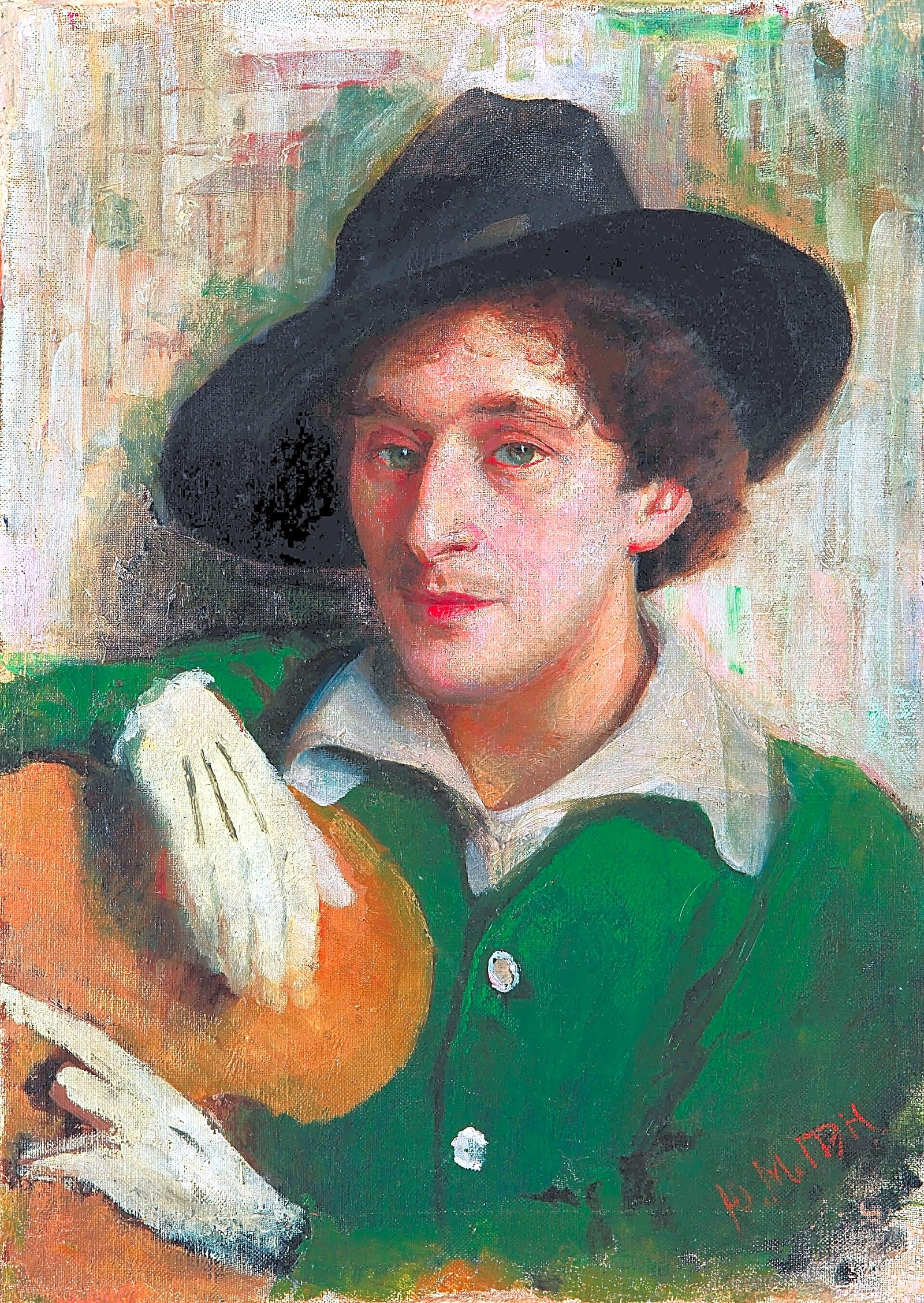 Pintura a óleo de Marc Chagall, retratando a cidade de Vitebsk, com arquitetura russa e cores vibrantes.