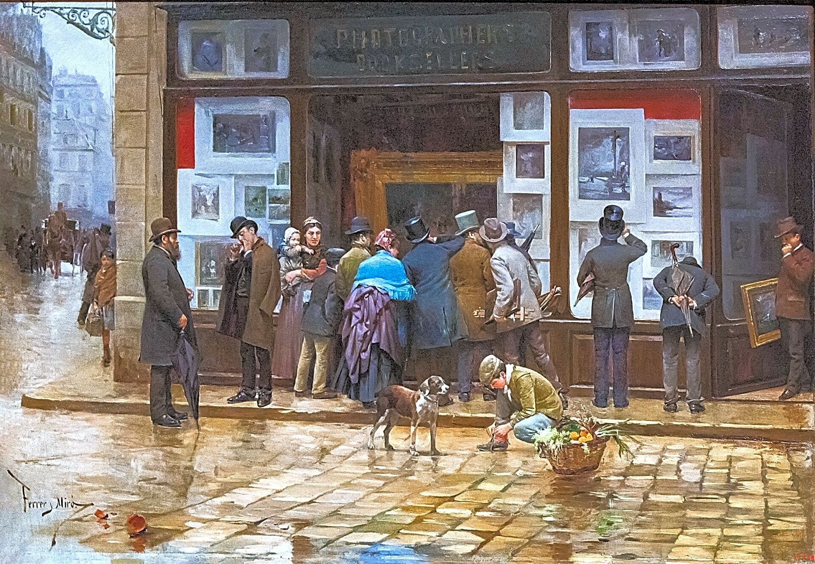 Pintura abstrata a óleo de Joan Miró, com cores vibrantes e geométricas em tons de azul e amarelo, representando a sua arte surrealista.