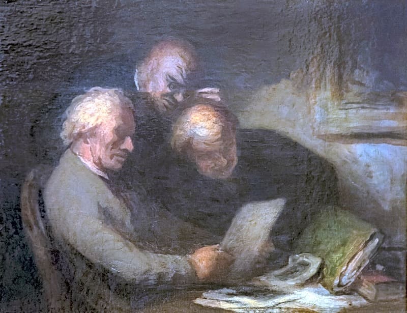 Pintura a óleo em tom escuro de um homem de meados do século XIX, com expressão séria e mão segurando caneta.