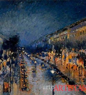 Le Boulevard Montmartre de Nuit - Camille Pissarro