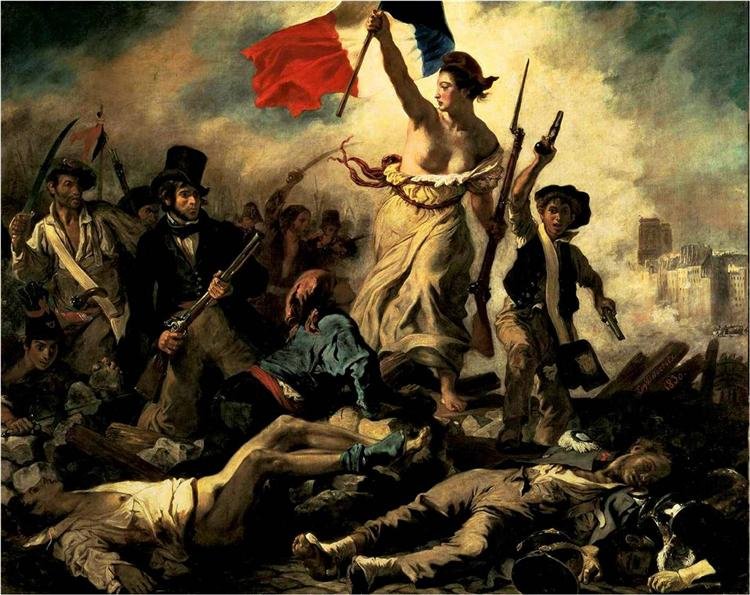 A Liberdade Guiando o povo por Eugene Delacroix de 1830