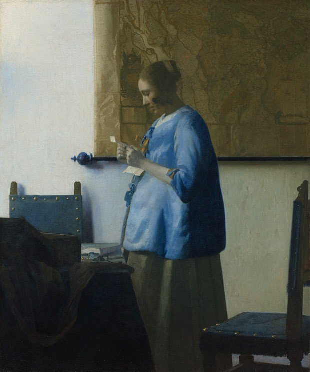 Johannes Vermeer - Mulher de azul lendo uma carta.