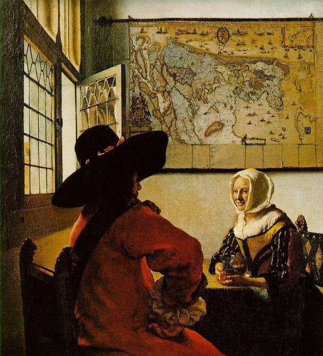 Johannes Vermeer - Oficial e Garota Sorrindo